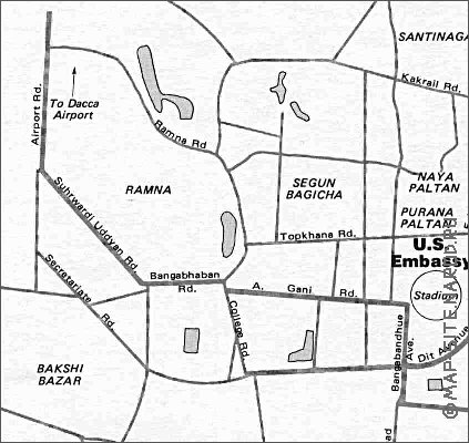 carte de Dhaka en anglais