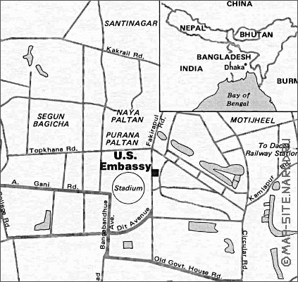 carte de Dhaka en anglais