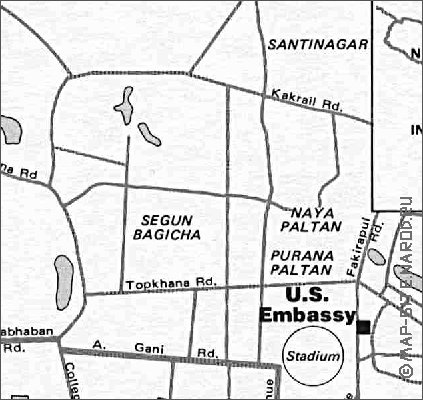 carte de Dhaka en anglais