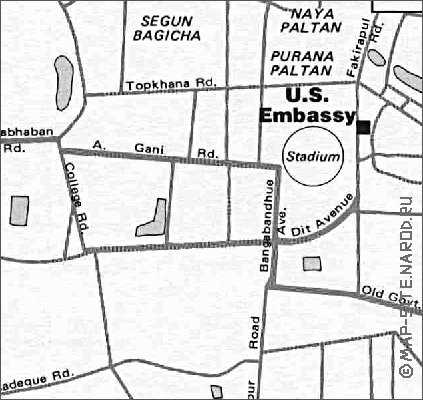 carte de Dhaka en anglais