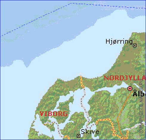 Administratives carte de Danemark en anglais