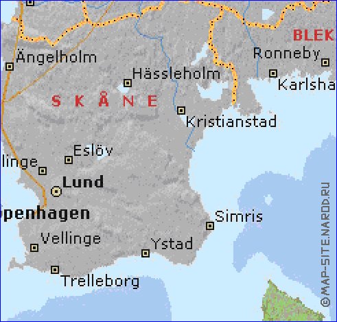 Administratives carte de Danemark en anglais