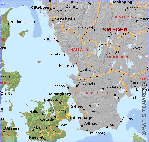 Administratives carte de Danemark en anglais