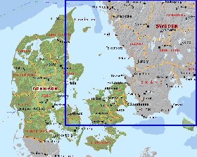 Administratives carte de Danemark en anglais