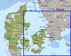 Administratives carte de Danemark en anglais