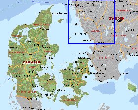 Administratives carte de Danemark en anglais