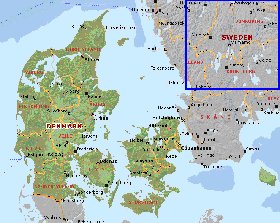 Administratives carte de Danemark en anglais