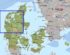 Administratives carte de Danemark en anglais