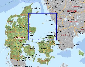 Administratives carte de Danemark en anglais