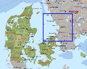 Administratives carte de Danemark en anglais