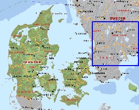 Administratives carte de Danemark en anglais