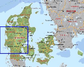 Administratives carte de Danemark en anglais