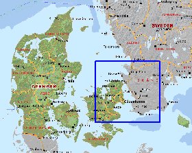 Administratives carte de Danemark en anglais