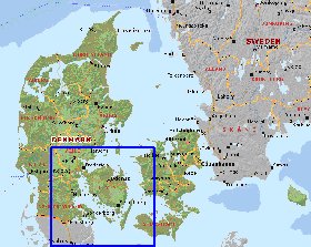 Administratives carte de Danemark en anglais