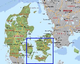 Administratives carte de Danemark en anglais