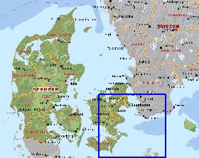 Administratives carte de Danemark en anglais