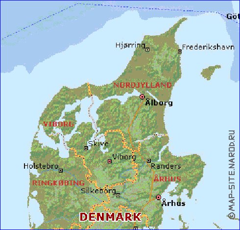 Administratives carte de Danemark en anglais