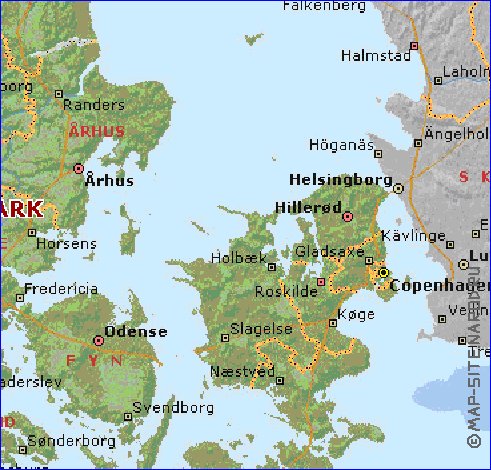 Administratives carte de Danemark en anglais