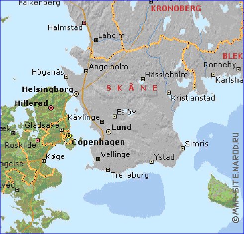 Administratives carte de Danemark en anglais