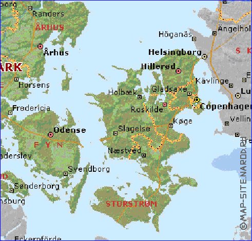 Administratives carte de Danemark en anglais