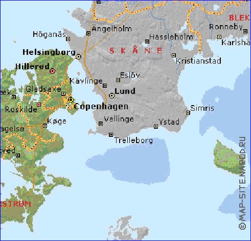 Administratives carte de Danemark en anglais