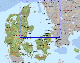 Administratives carte de Danemark en anglais