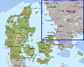 Administratives carte de Danemark en anglais