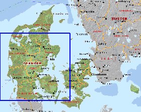 Administratives carte de Danemark en anglais