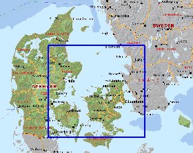 Administratives carte de Danemark en anglais