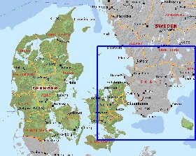 Administratives carte de Danemark en anglais