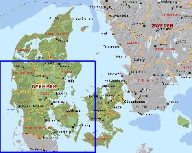 Administratives carte de Danemark en anglais