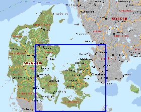 Administratives carte de Danemark en anglais