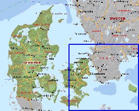 Administratives carte de Danemark en anglais