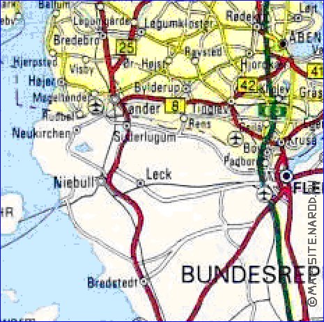 carte de des routes Danemark