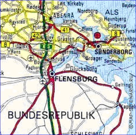 carte de des routes Danemark