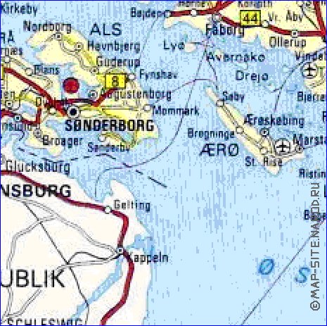 carte de des routes Danemark