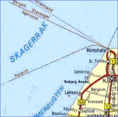 carte de des routes Danemark