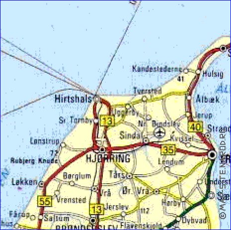 carte de des routes Danemark