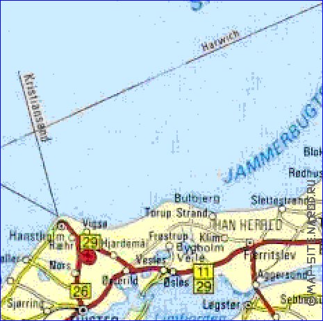 carte de des routes Danemark