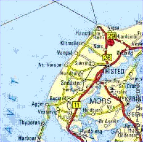 carte de des routes Danemark