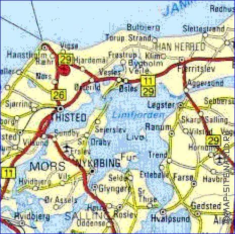 carte de des routes Danemark