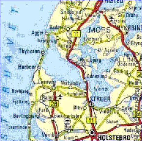 carte de des routes Danemark