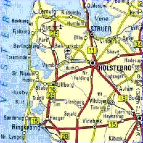 carte de des routes Danemark