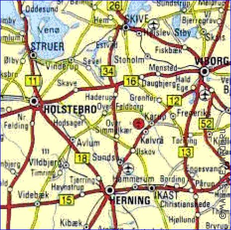 carte de des routes Danemark