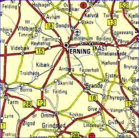 carte de des routes Danemark