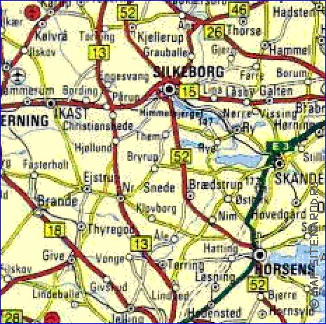 carte de des routes Danemark