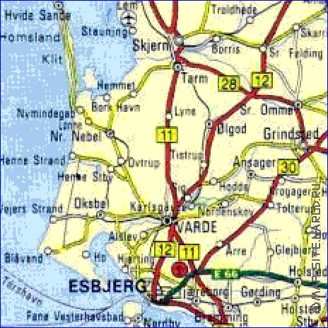 carte de des routes Danemark