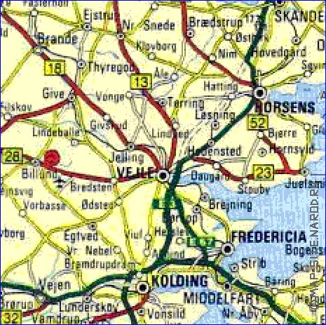 carte de des routes Danemark