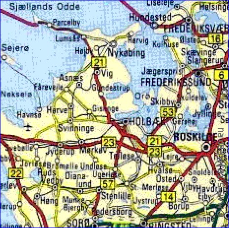 carte de des routes Danemark