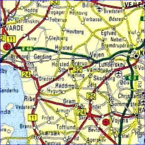 carte de des routes Danemark